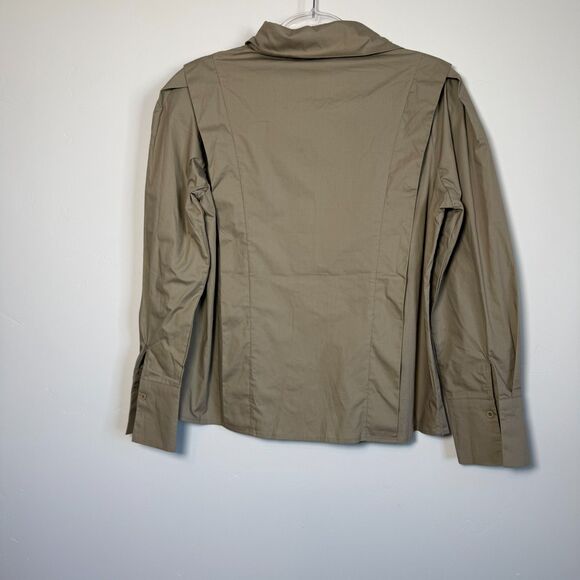 Commense Fair Square Khaki Button Down Shirt Long Sleeve Blouse Size M - Picture 3 of 7
